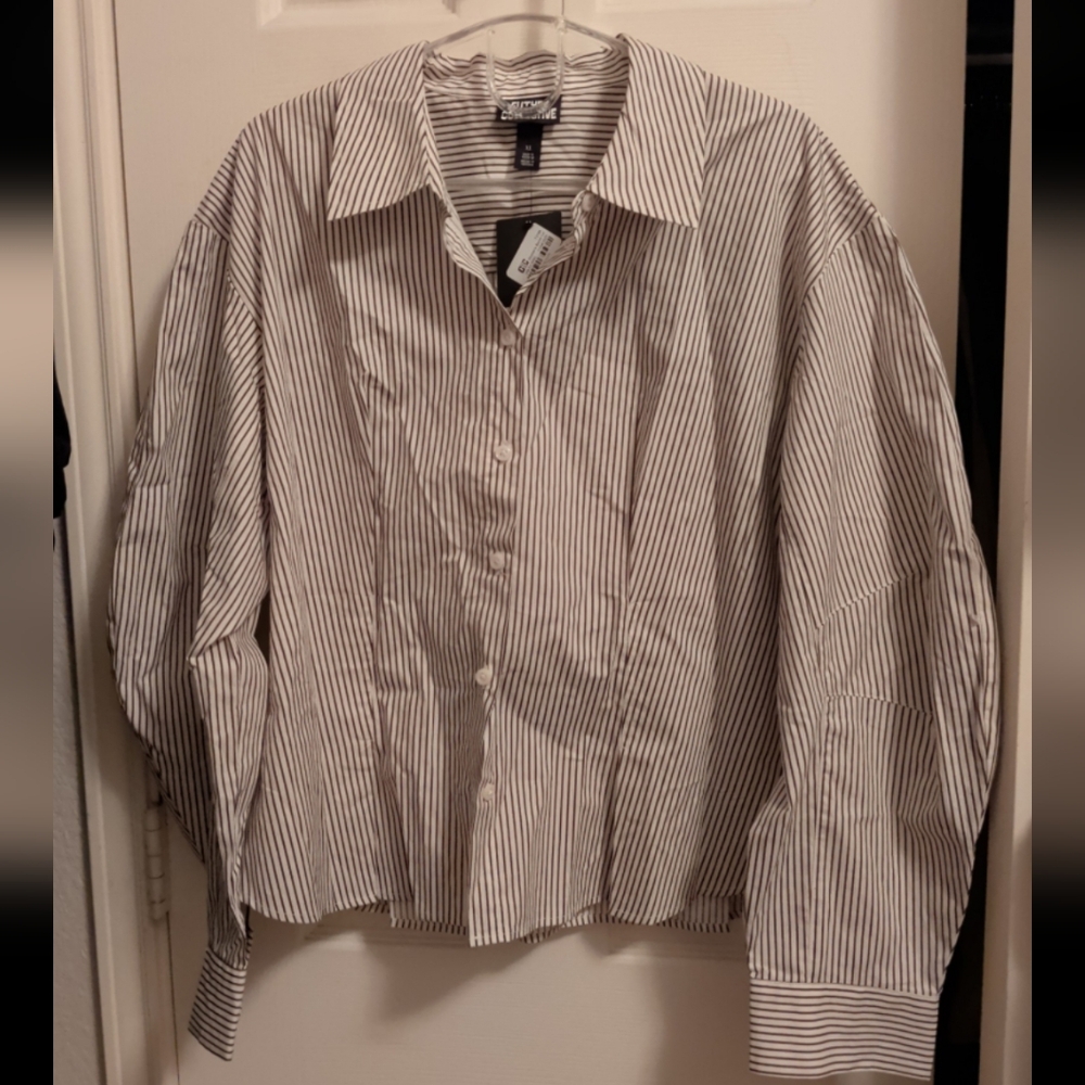 Future Collective Brown Striped Button Down